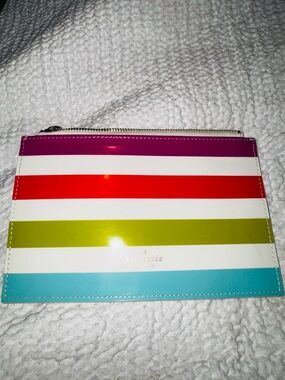 Vintage kate spade Bright Multicolor Horizontal Stripe Patent Pouch